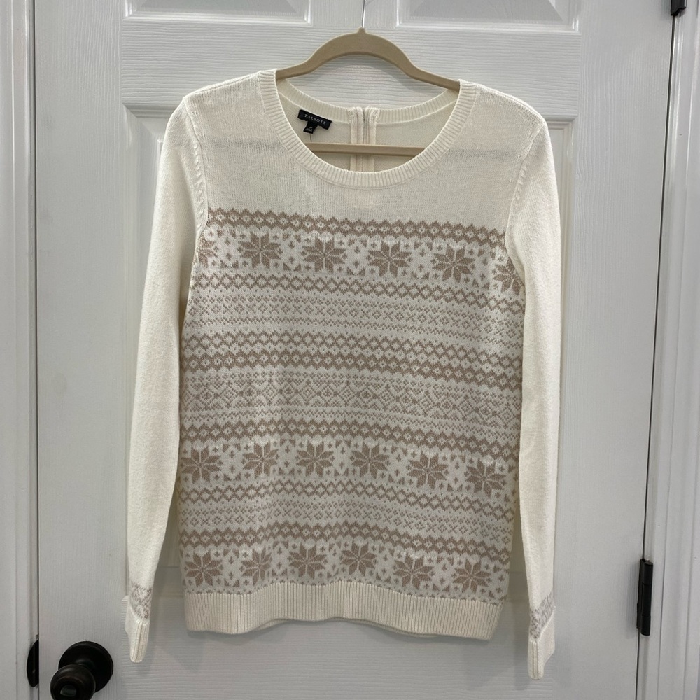NWTs Talbots Pullover Holiday snowflake fair isle crewneck sweater size Medium